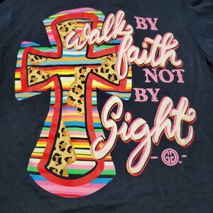 Girlie Girl Original LS Dark Blue Tee "Walk By Faith..." Size Youth Medium